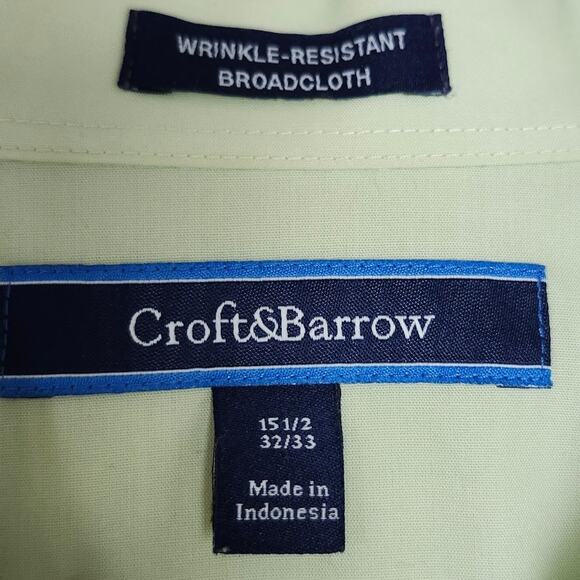 Croft & Barrow Shirt Men Medium Green Button Front Long Sleeve Casual Dress Top - Picture 4 of 8